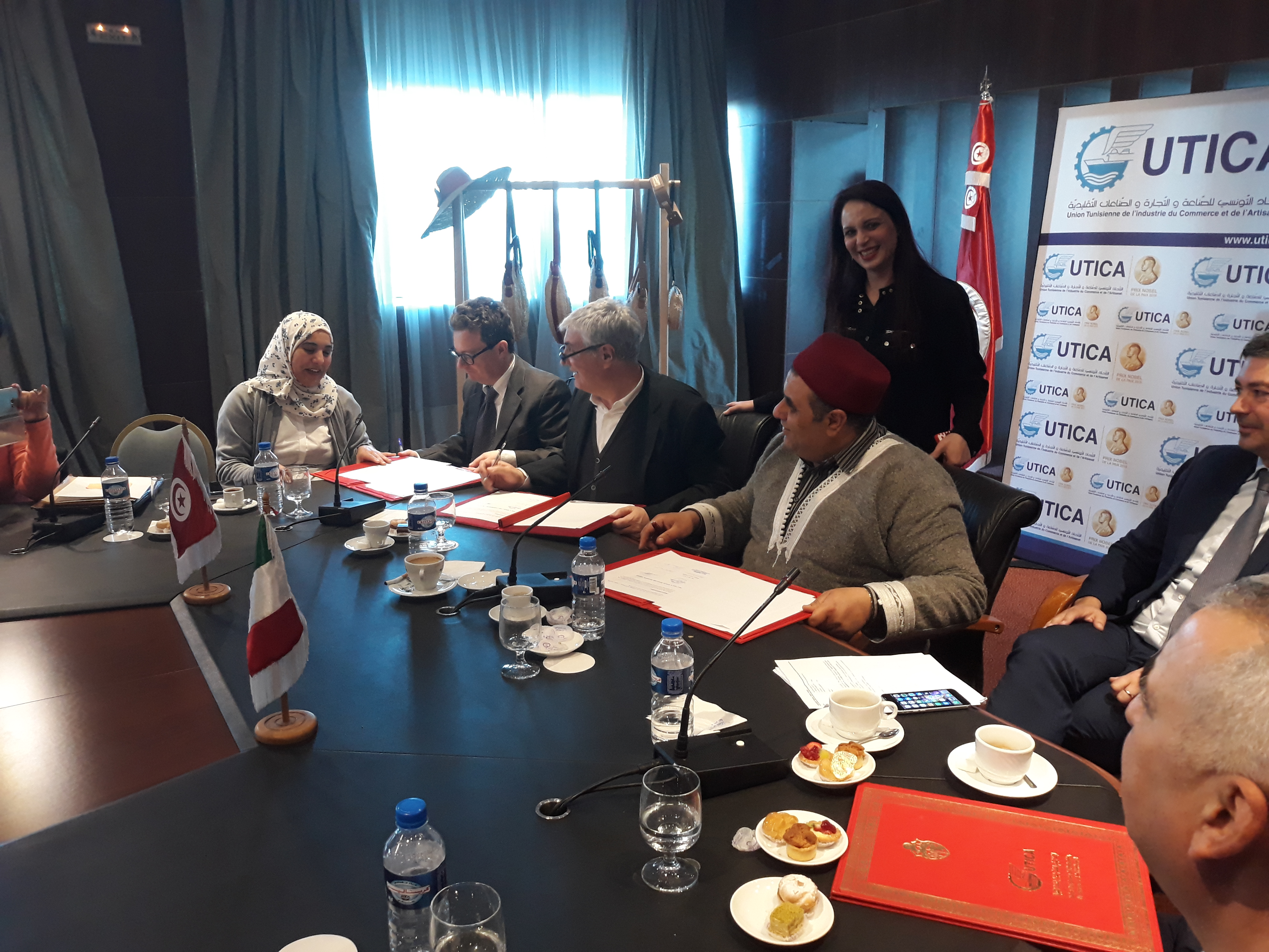 توقيع اتفاق بين جامعة الصناعات التقليدية وشركة GEFI ووكالة EUROMED