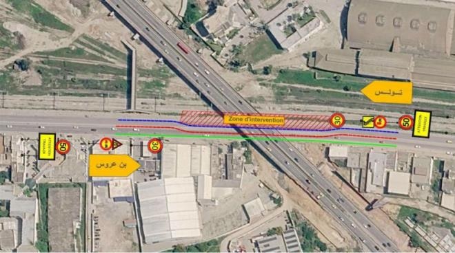 بداية من الغد: تقليص عدد ممرات السير تحت جسر Saint Gobain